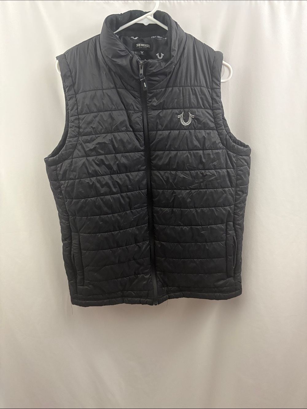 True Religion Mens Quilted Vest Size XL Black